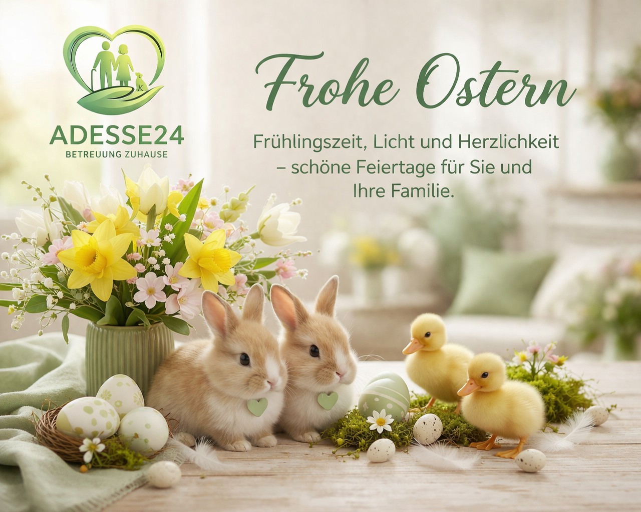 24 Stunden Betreuung zuhause für Senioren in Solingen – ruhige Osterstimmung im vertrauten Zuhause